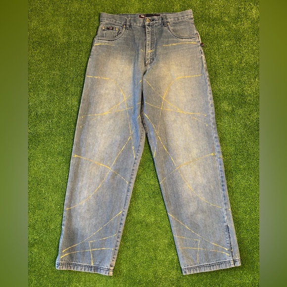 Y2K Phat Farm Baggy Golden Detailed Jeans 32x32 - Picture 1 of 9